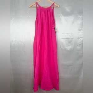 Universal Thread Hot Pink Maxi Dress with Pockets & Side Slits | Size Small |NWT